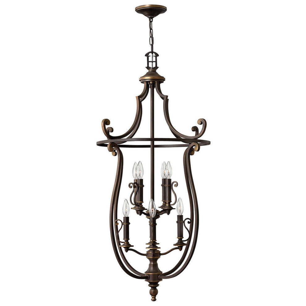 Loops 8 Bulb Chandelier Hanging Pendant Olde Led E14 60W Bulb Light/Bronze