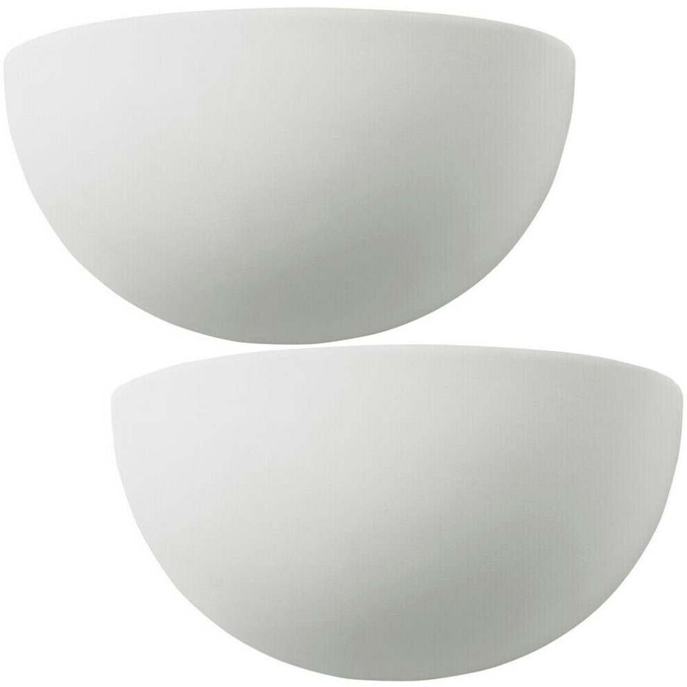 Loops 2 Pack Dimmable Led Wall Unglazed Ceramic Round Dome Fitting Lounge Lamp Light