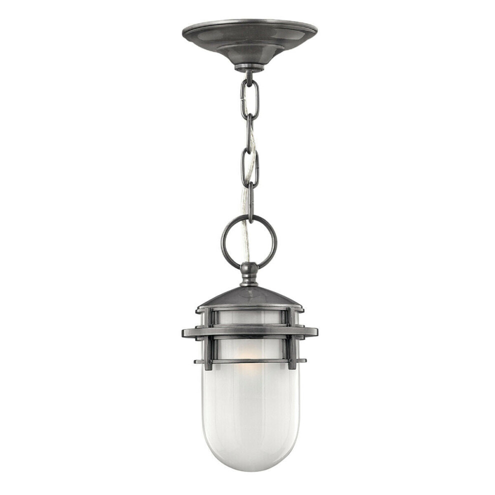 Loops Ip23 1 Bulb Chain Lantern Hematite Led E27 60W Bulb Light Fitting