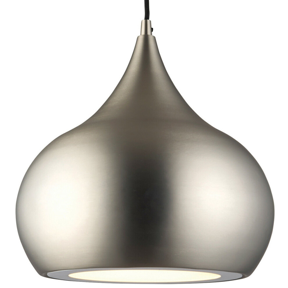 Loops Led Ceiling Pendant 18W Cool Bulb Matt Nickel Hanging Dome Shade Light/White