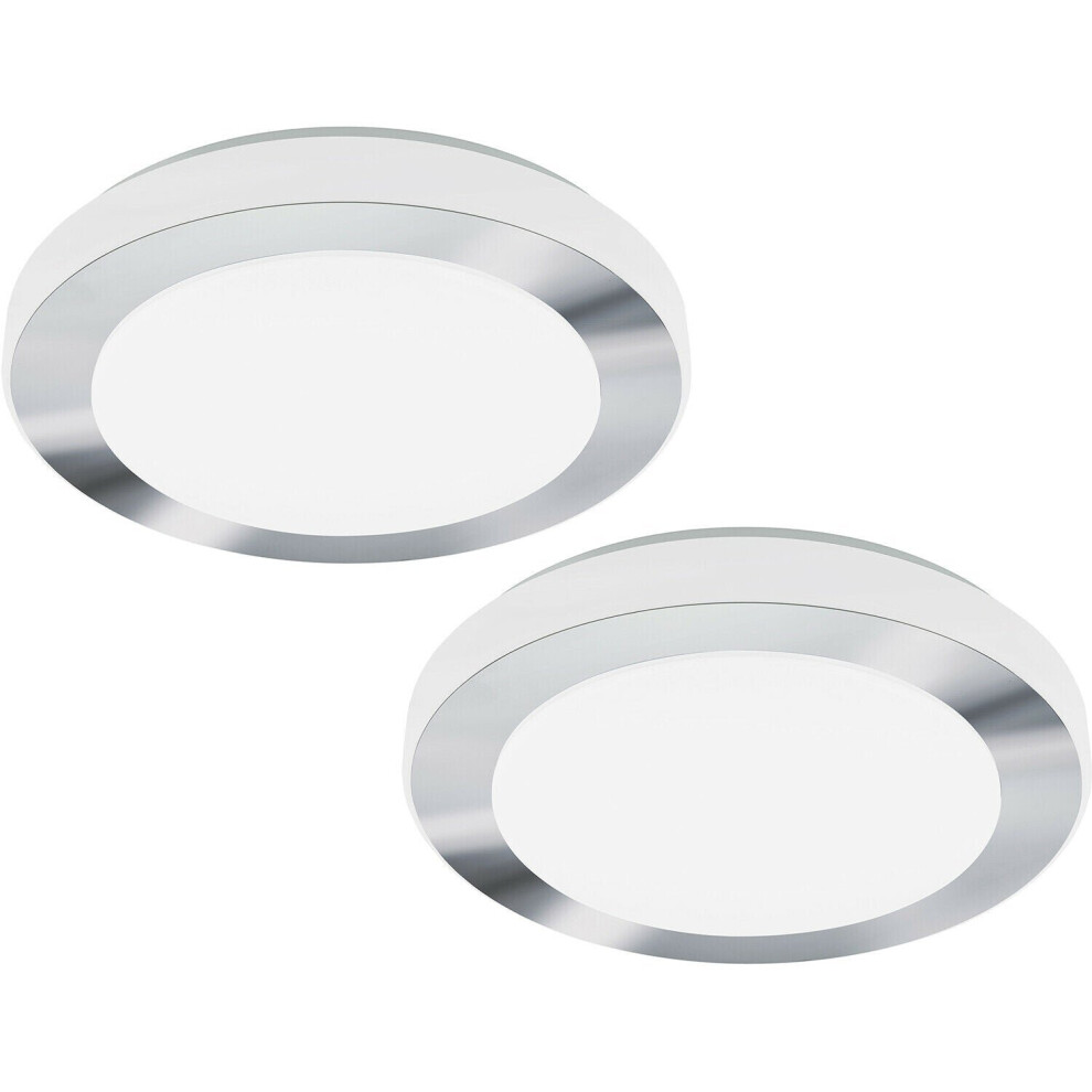 Loops 2 Pack Wall Flush Ceiling Light Colour White Chrome Shade White Plastic Led 16W