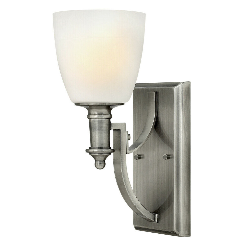 Loops Wall Light Rectangular Wall Plate Etched Opal Glass Shade Nickel Led E27 60W