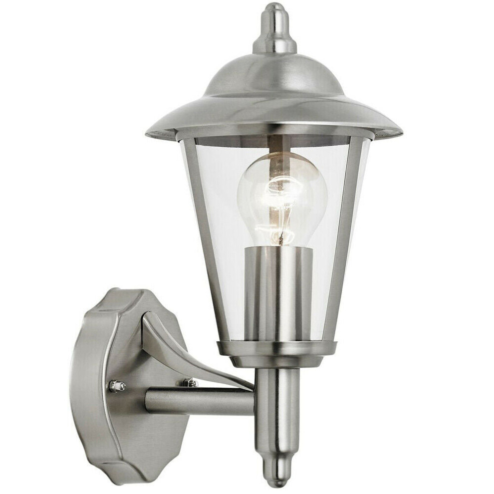 IP44 Outdoor Wall Lamp Stainless Steel Traditional Lantern Porch Door Uplight