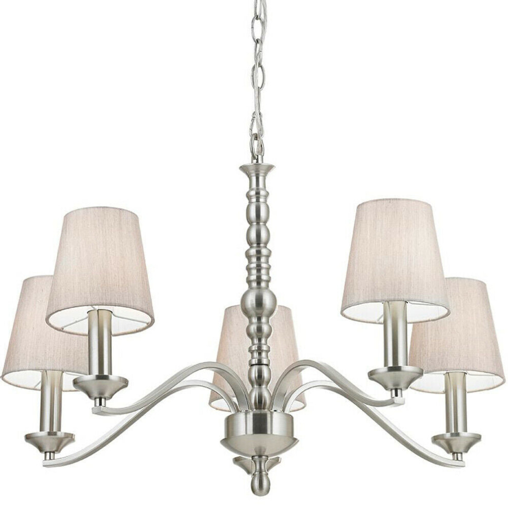 Loops Hanging Ceiling Pendant Satin Nickel 5X Shade Lamp Bulb Holder Fitting Light