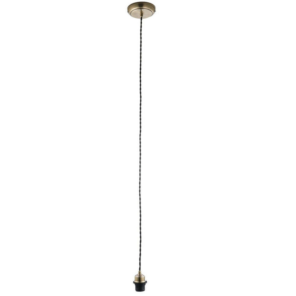 Hanging Ceiling Pendant Light ANTIQUE BRASS Cable Lamp Shade Bulb Holder & Rose