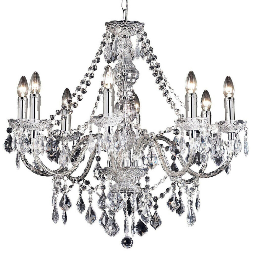 Ceiling Chandelier Pendant Light CHROME 8x Bulb Vintage Feature Lamp Holder