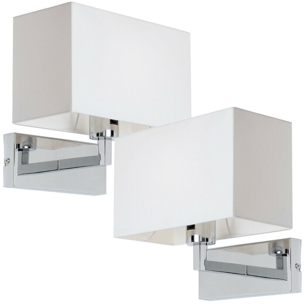 Loops 2 Pack Dimming Led Wall Chrome & Shade Sleek Rectangle Lamp Fitting Light/White