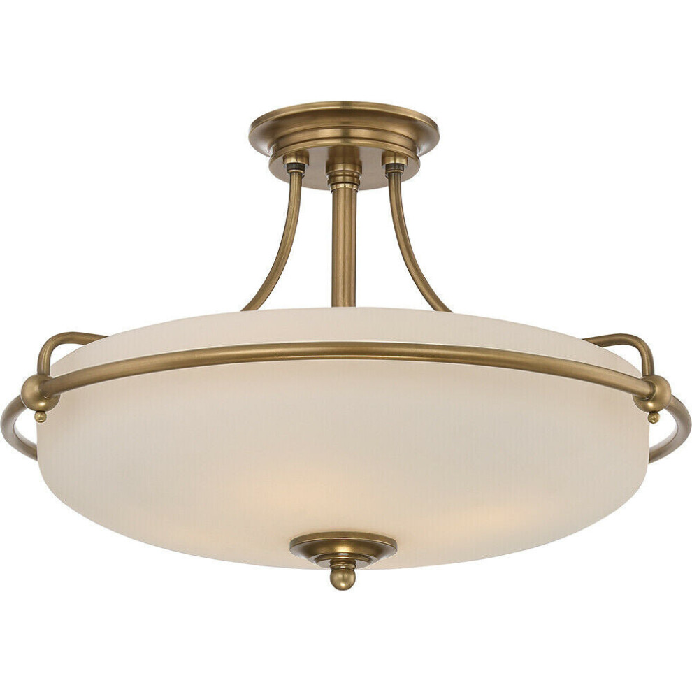 Loops 4 Bulb Semi Flush Weathered Brass Led E27 100W Bulb Light