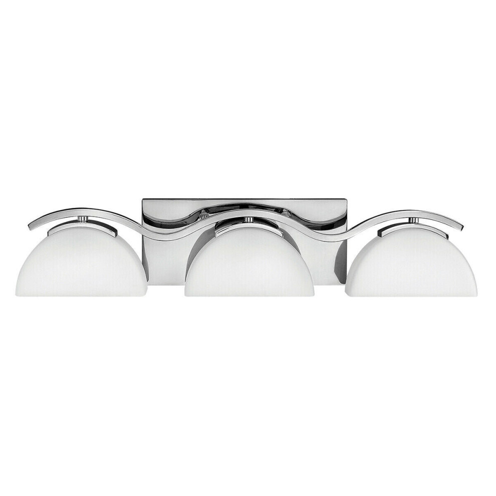 Loops Ip44 3 Bulb Wall Light Etched Opal Glass Rounded Downlight Chrome Led G9 3.5W