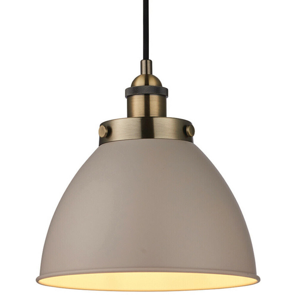 Loops Hanging Ceiling Pendant & Tarnished Brass Industrial Lamp Bulb Holder Light/Grey