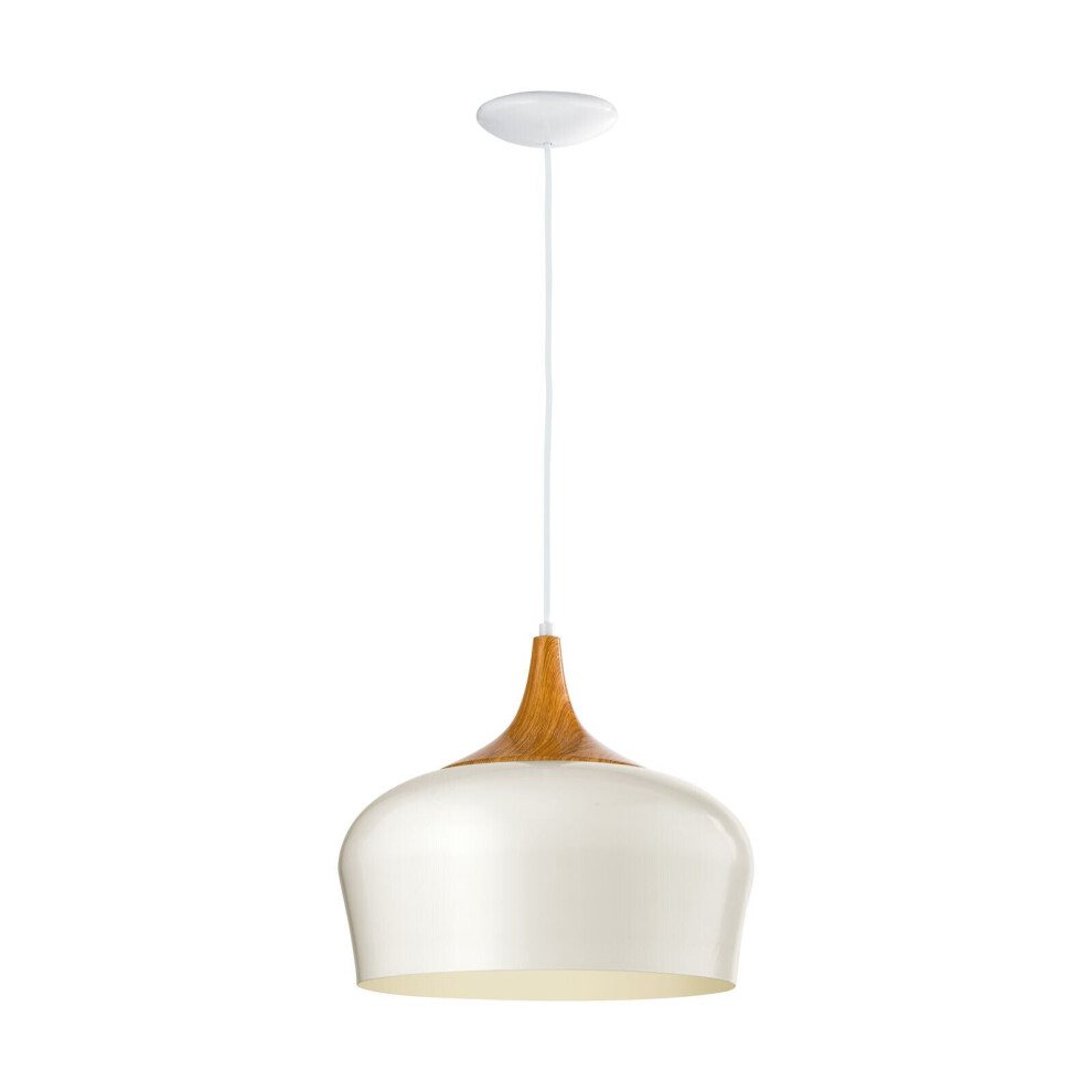 Loops Pendant Ceiling Colour & Oak Coloured Steel Bulb E27 1X60w Light/Cream