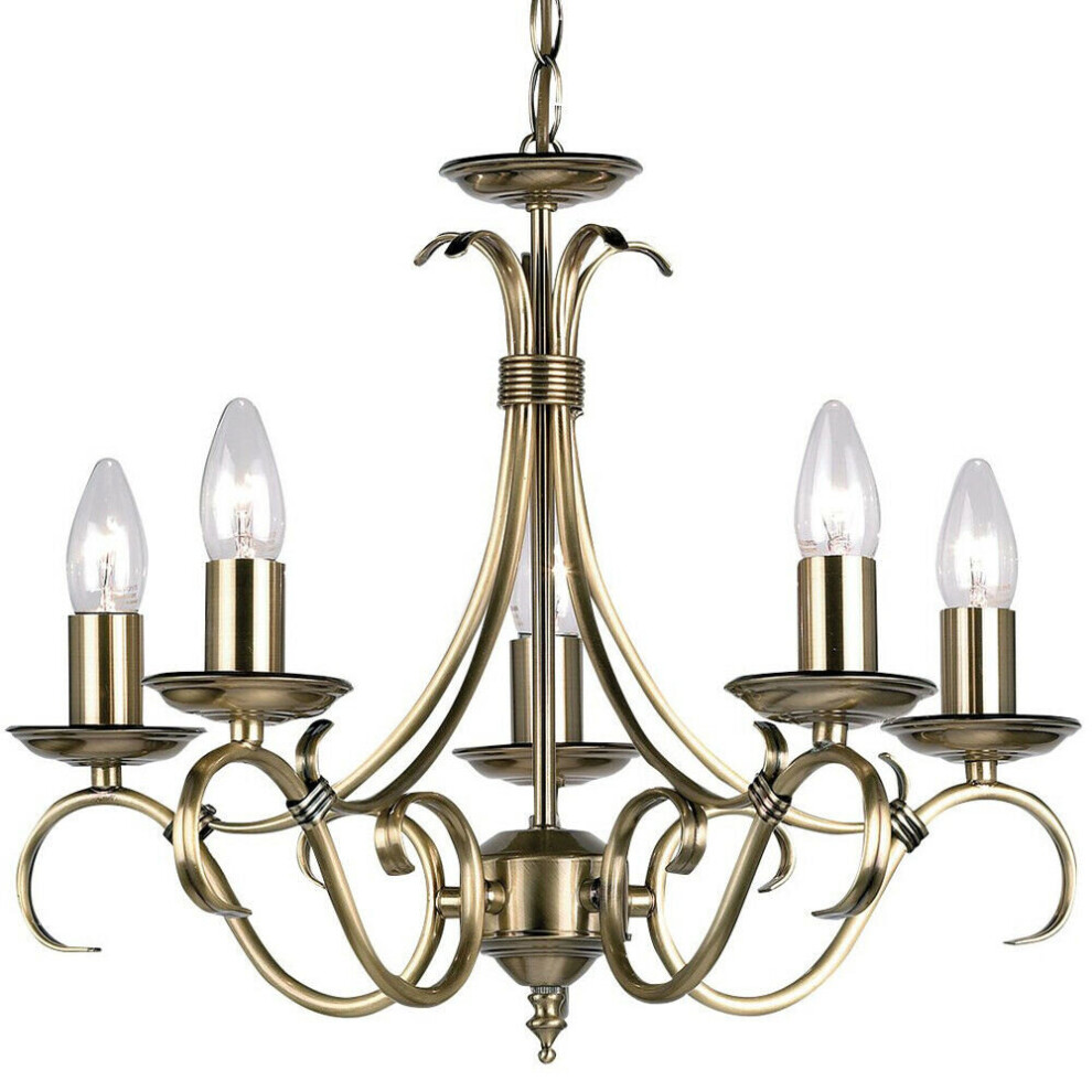 Loops Hanging Ceiling Pendant Antique Brass 5X Shade Vintage Lamp Bulb Holder Light