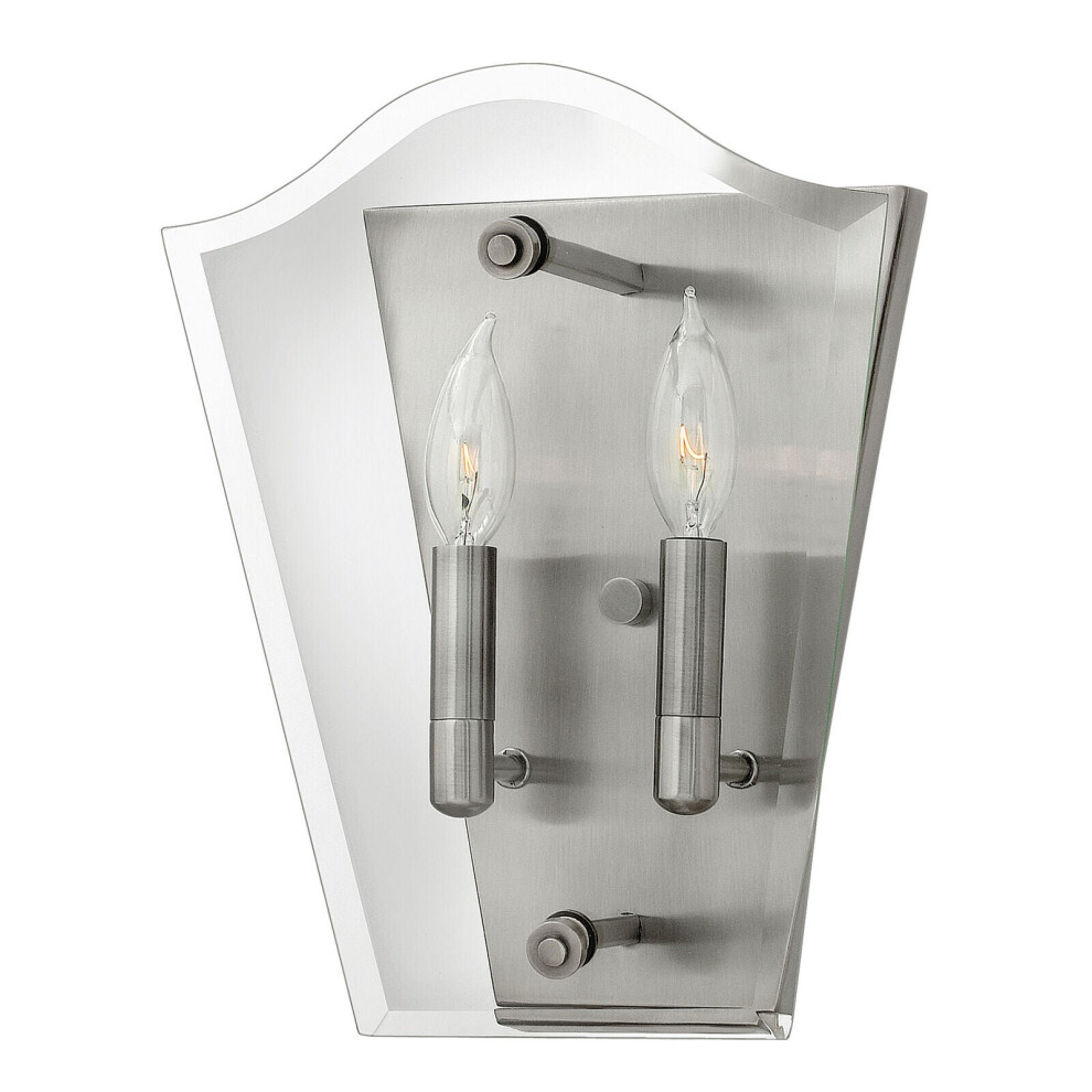 Twin Wall Light Sconce Polished Antique Nickel LED E14 60W Bulb