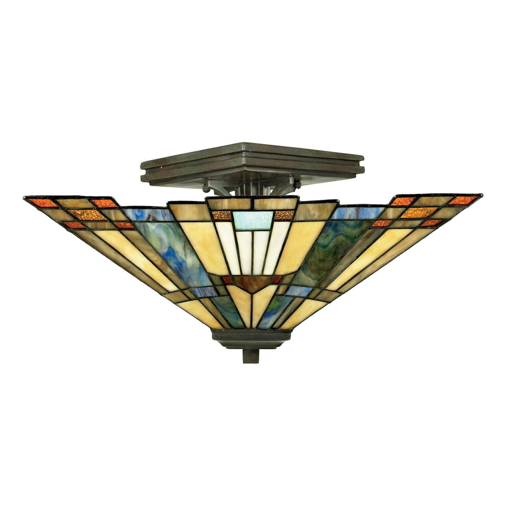Loops 2 Bulb Semi Flush Light Valiant Bronze Led E27 60W Bulb