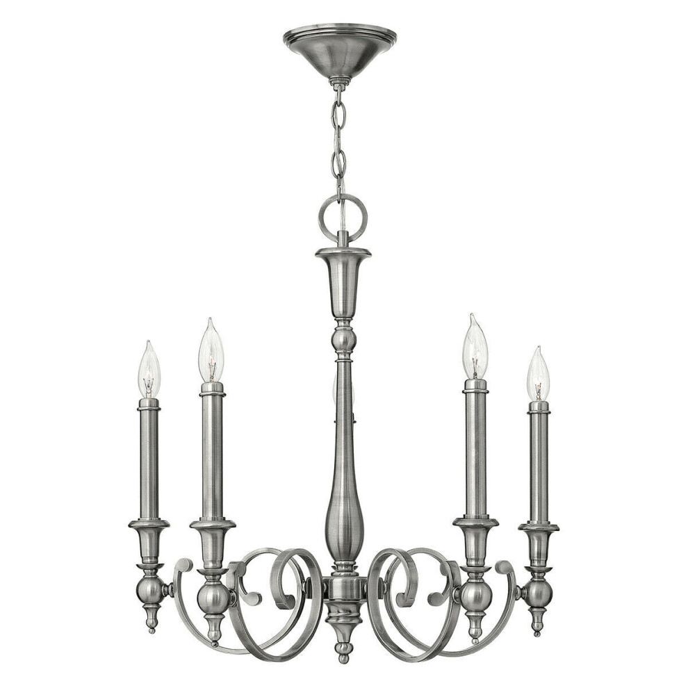 5 Bulb Chandelier Hanging Pendant LIght Antique Nickel LED E14 60W Bulb
