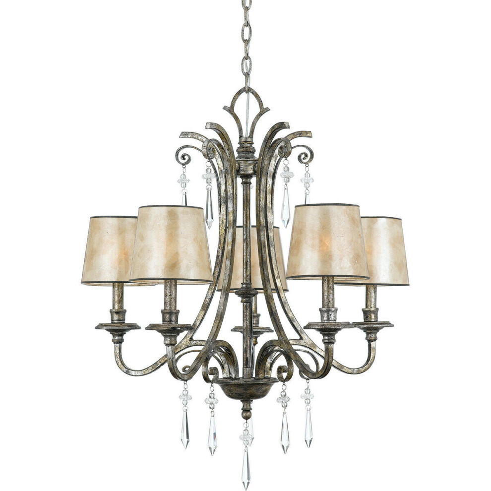 Loops 5 Bulb Chandelier Hanging Pendant Mottled Led E14 60W Bulb Light/Silver