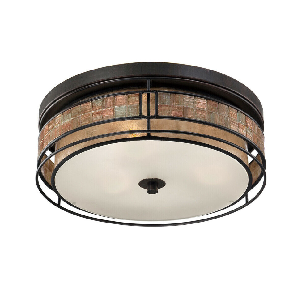 Loops 3 Bulb Flush Light Low Ceiling Renaissance Copper Led E27 40W Bulb