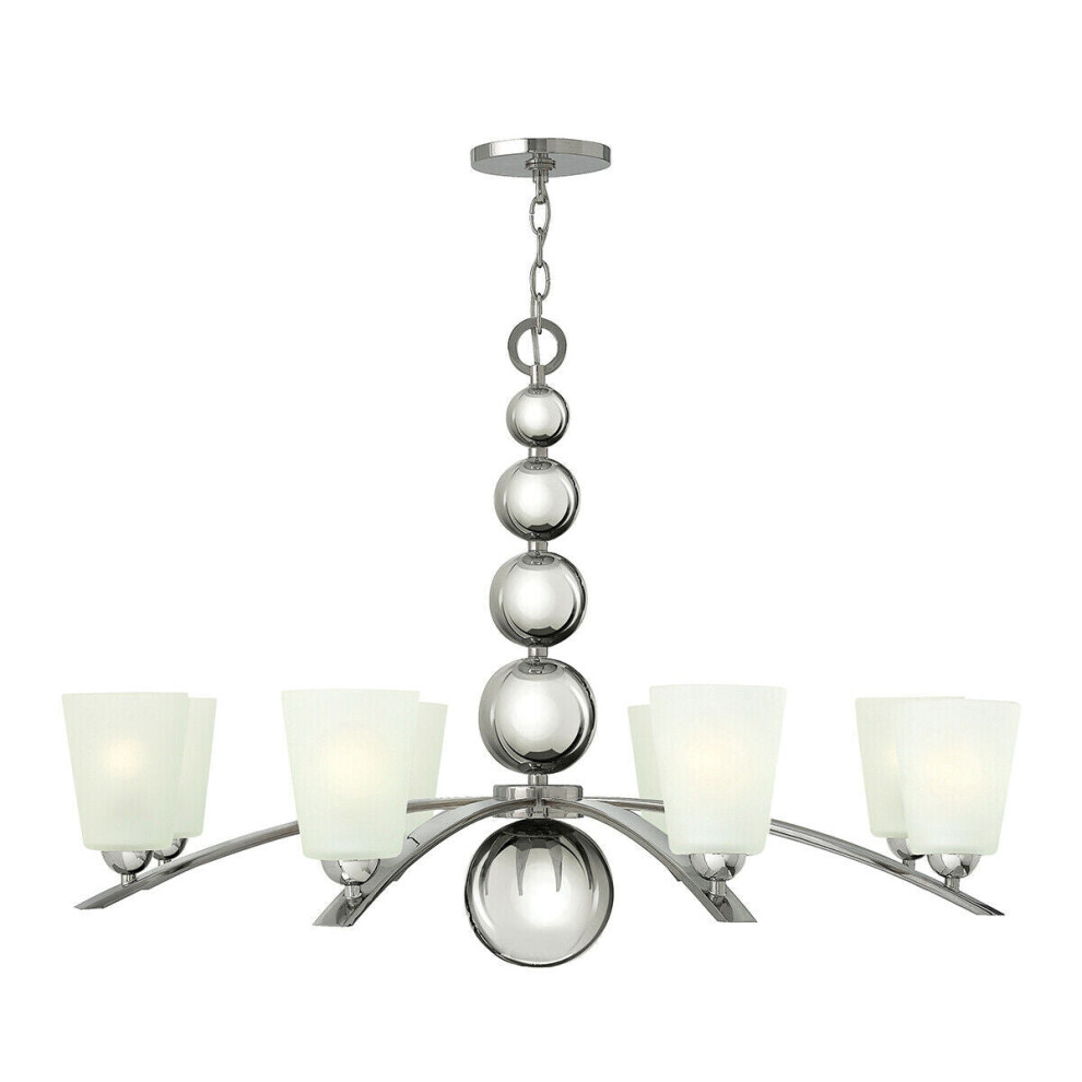 Loops 8 Bulb Chandelier Highly Polished Nickel Led E27 60W Light