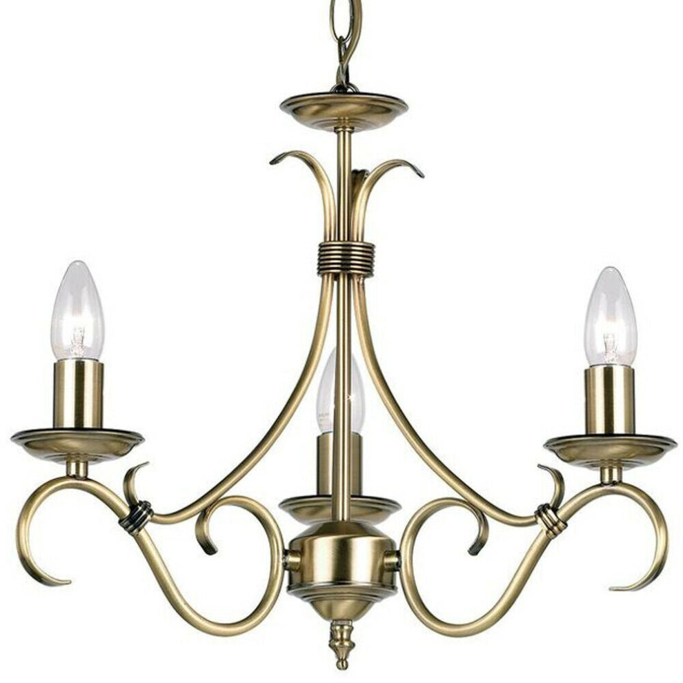 Loops Hanging Ceiling Pendant Antique Brass 3X Shade Vintage Lamp Bulb Holder Light