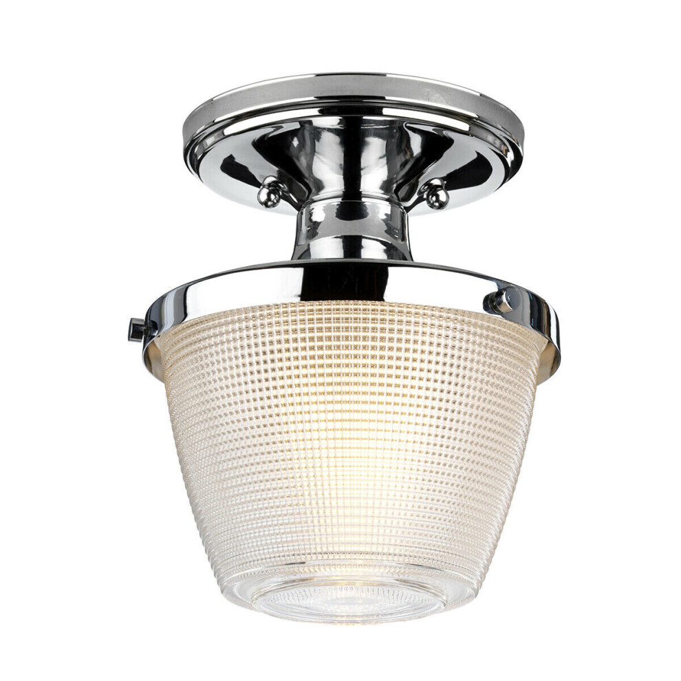 Loops 1 Bulb Flush Ip44 Polished Chrome Led E27 60W Bulb Light
