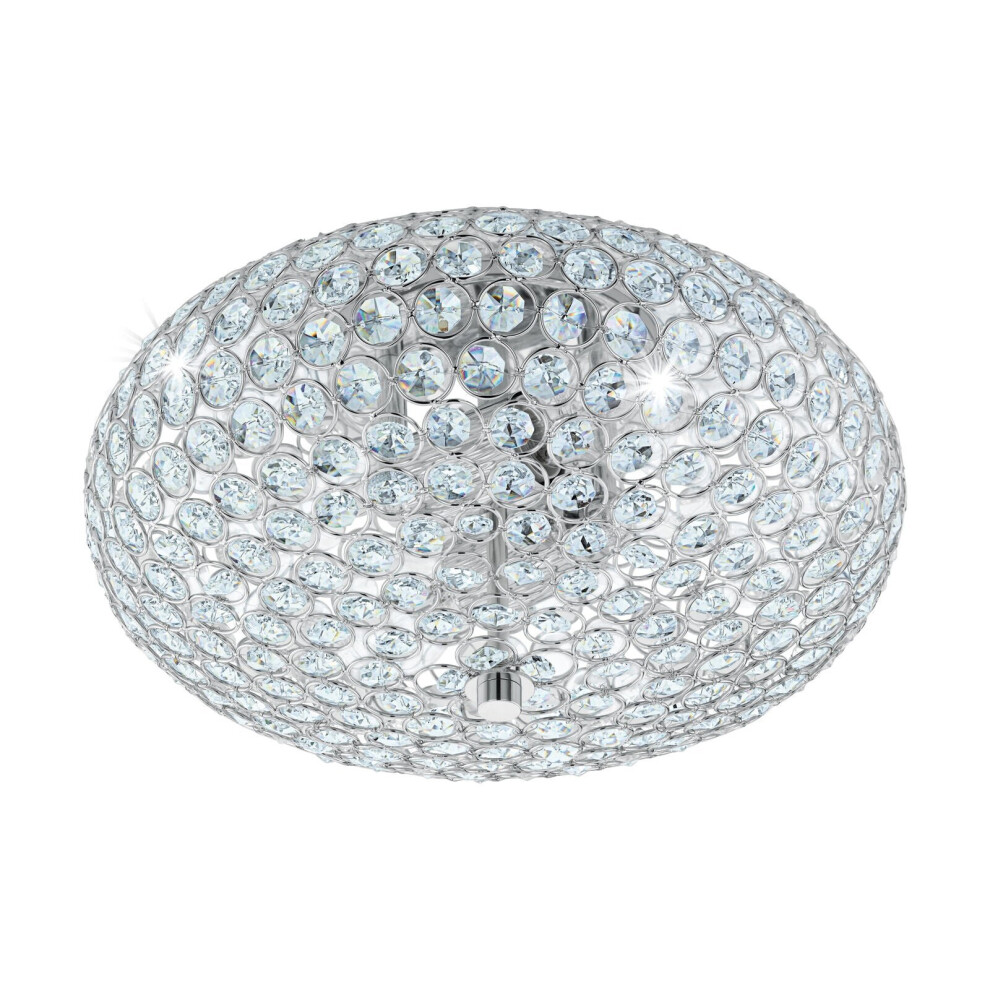 Loops Flush Ceiling Colour Chrome Plated Shade Clear Crystal Bulb E27 2X60w Light