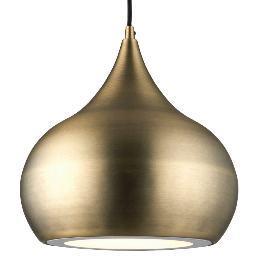 Loops Led Ceiling Pendant 18W Cool Bulb Matt Brass Hanging Dome Shade Light/White