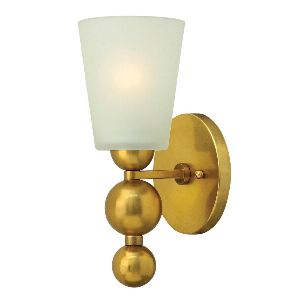 Loops Wall Light Tapered Etched Glass Shade Brass Spheres Vintage Brass Led E27 60W