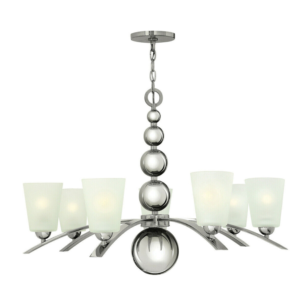 Loops 7 Bulb Chandelier Highly Polished Nickel Led E27 60W Light