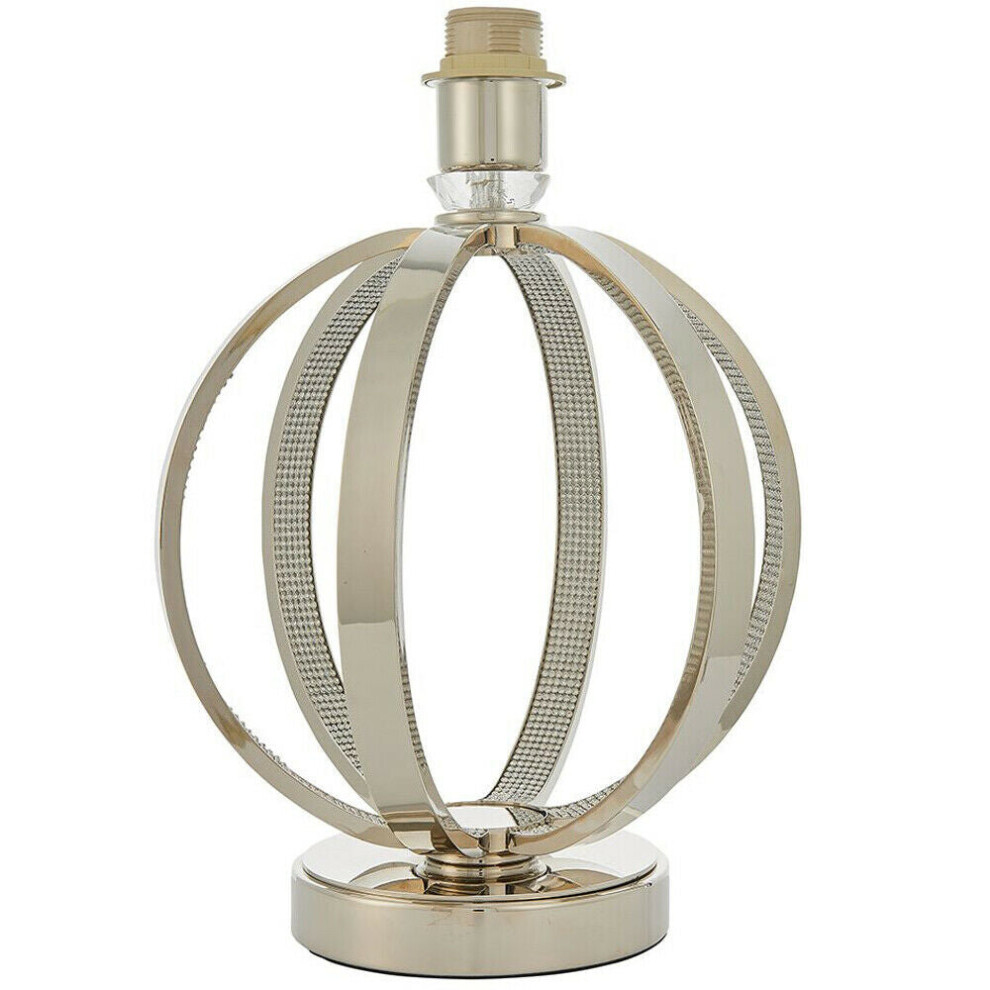 Luxury Round Lamp Base Bright Nickel & Blingy Shade Bedside Desk Feature Light