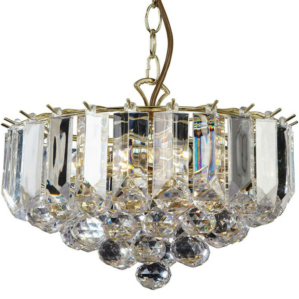 3 Light Chandelier Pendant BRASS & ACRYLIC Shade Hanging Ceiling Lamp Holder