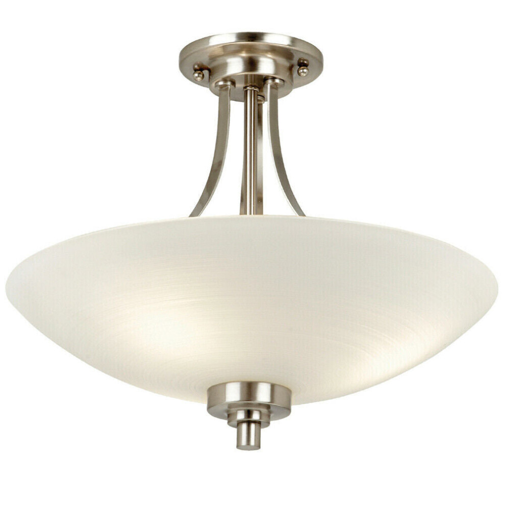 Loops Semi Flush Ceiling Satin Chrome Glass 3 Bulb Feature Lamp Holder Fitting Light