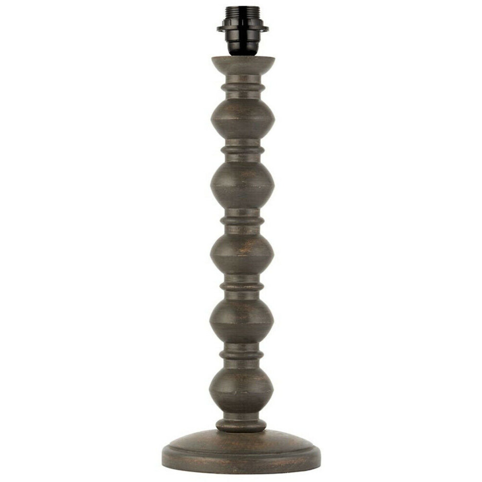 Solid Wood Table Lamp Base Solid Grey Wash Finish Bedside Desk Feature Light