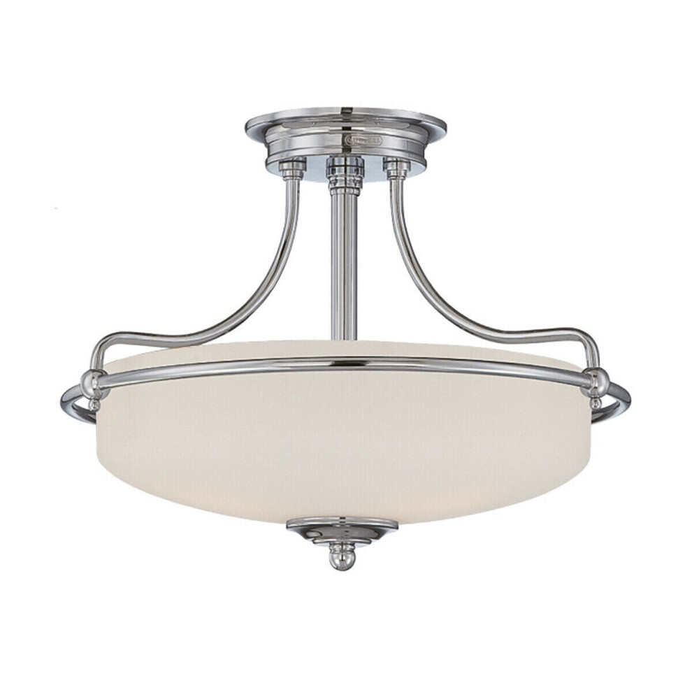 Loops 3 Bulb Semi Flush Antique Nickel Finish Led E27 100W Bulb Light