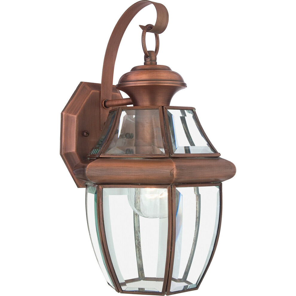 Loops Outdoor Ip44 Wall Light Sconce Aged Copper Led E27 100W Bulb Outside External