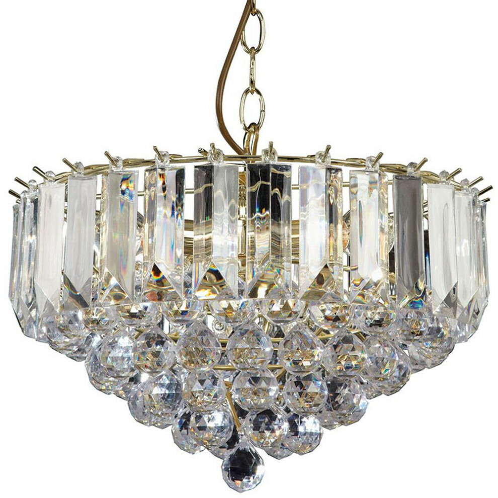 Loops 3 Chandelier Pendant Brass & Clear Shade Hanging Ceiling Feature Lamp Bulb Light