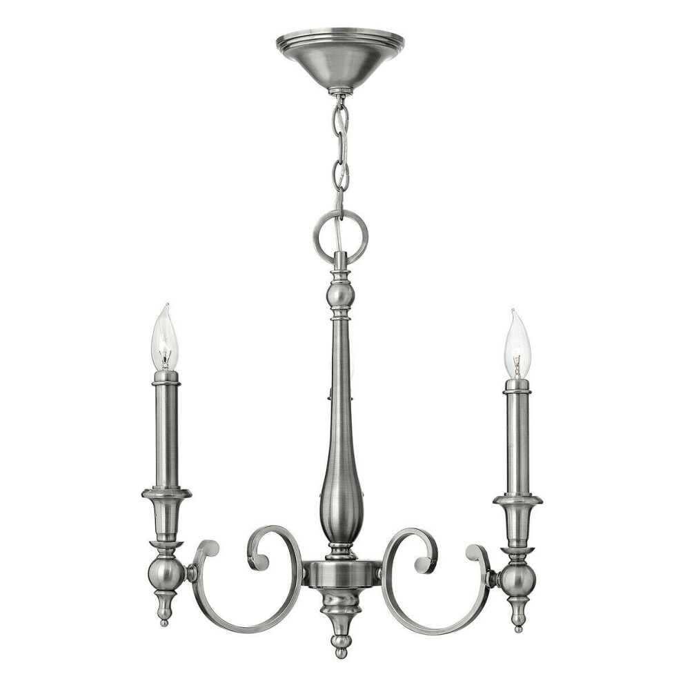 Loops 3 Bulb Chandelier Hanging Pendant Antique Nickel Led E14 60W Bulb Light
