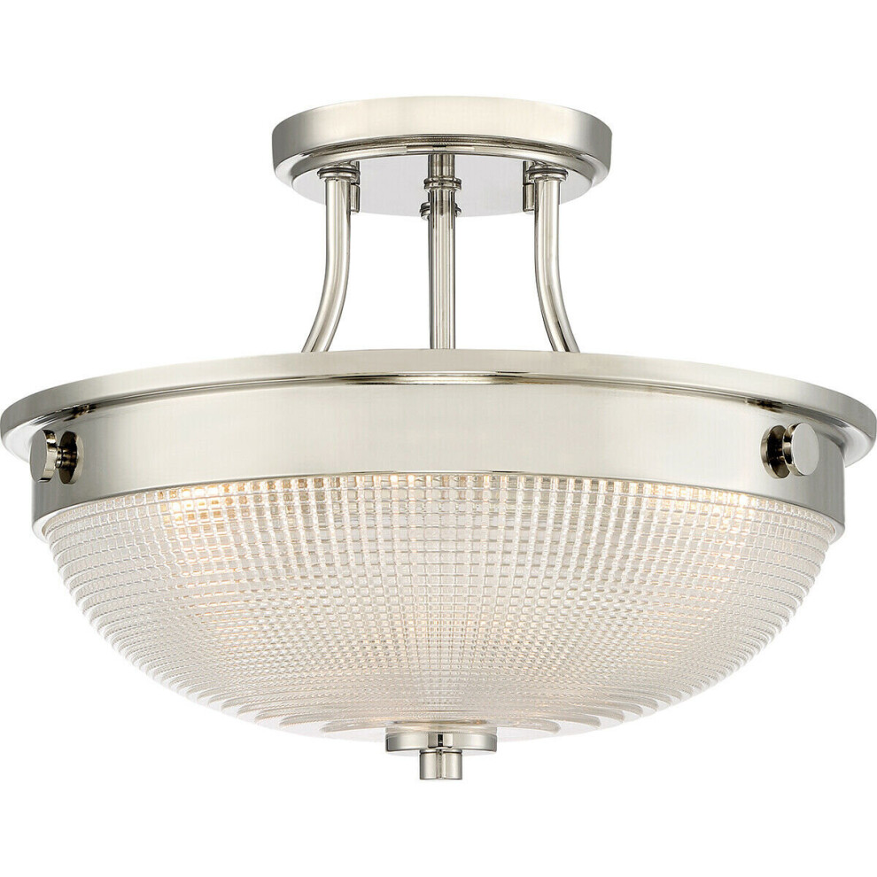 Loops 2 Bulb Semi Flush Highly Polished Nickel Finish Led E27 60W Bulb Light
