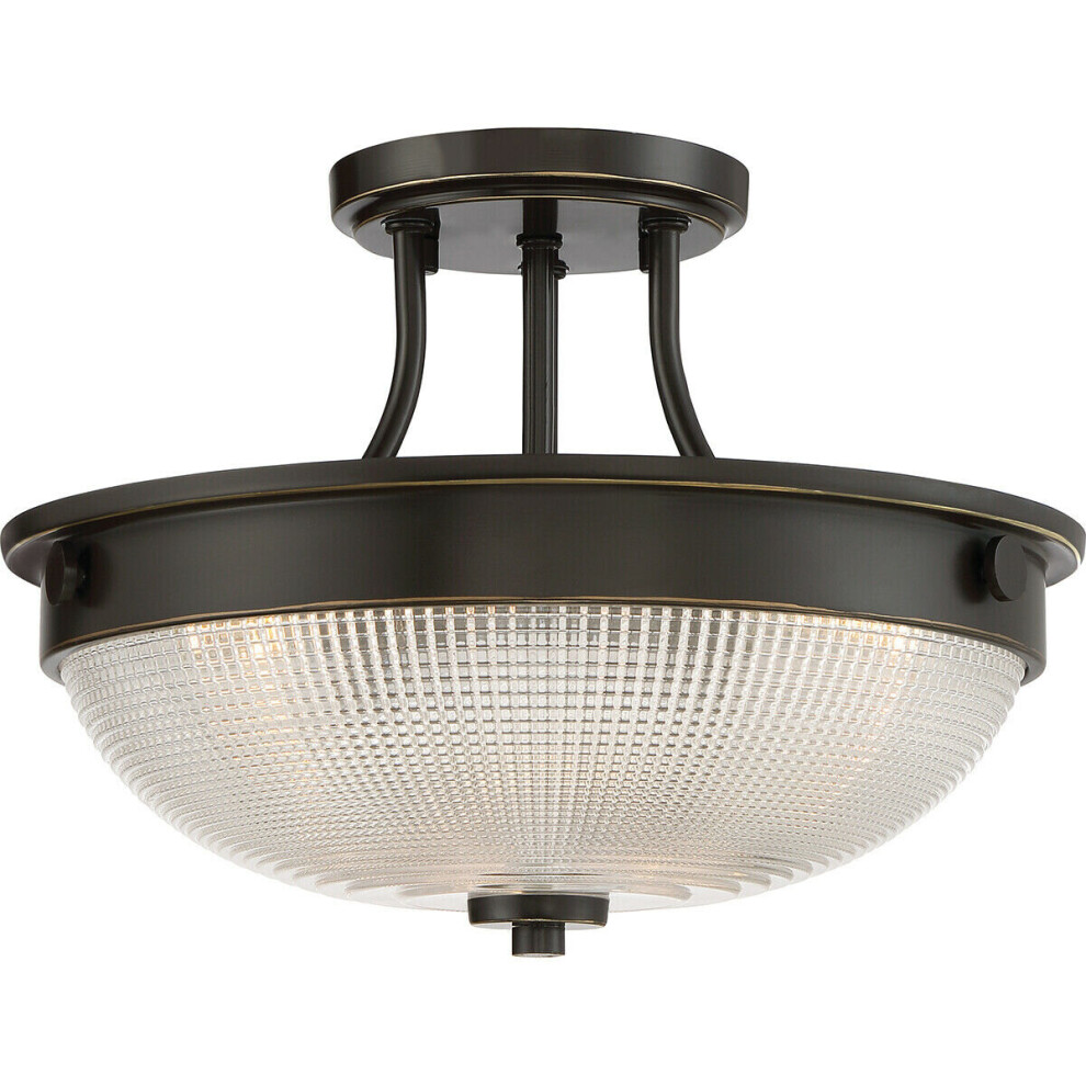 Loops 2 Bulb Semi Flush Palladian Led E27 60W Bulb Light/Bronze