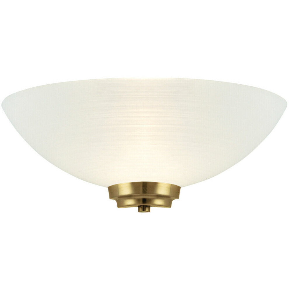 Dimmable LED Wall Light Antique Brass White Line Pattern Glass Shade Dome Lamp