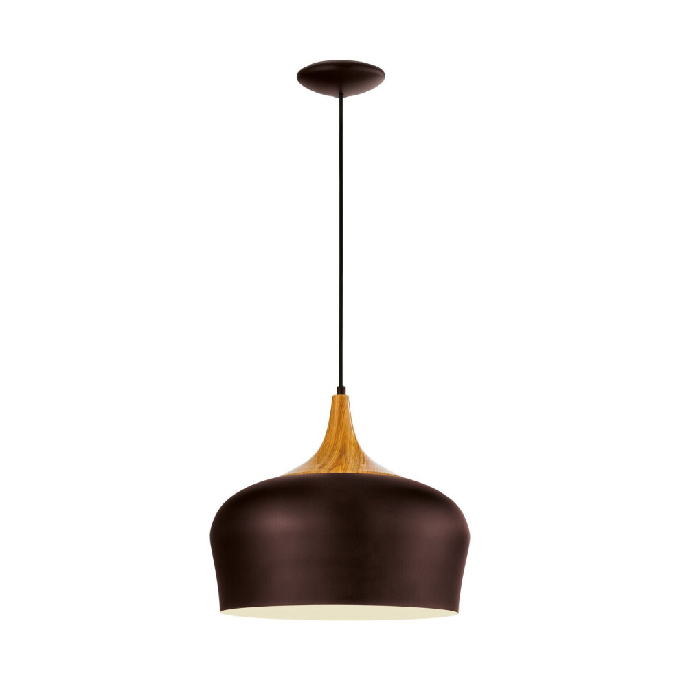 Loops Pendant Ceiling Light Brown With Cream Inner Coloured Steel Bulb E27 1X60w