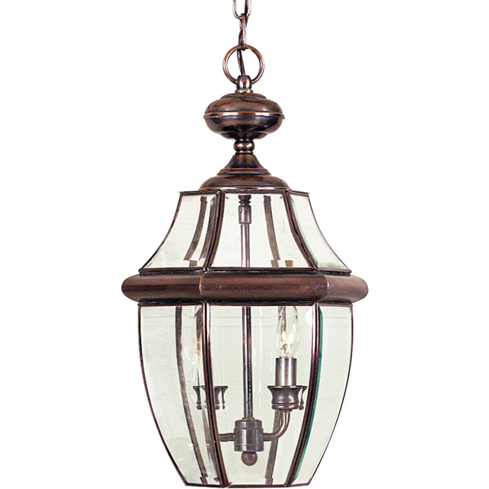 Loops Ip23 2 Bulb Chain Lantern Aged Copper Led E14 60W Light