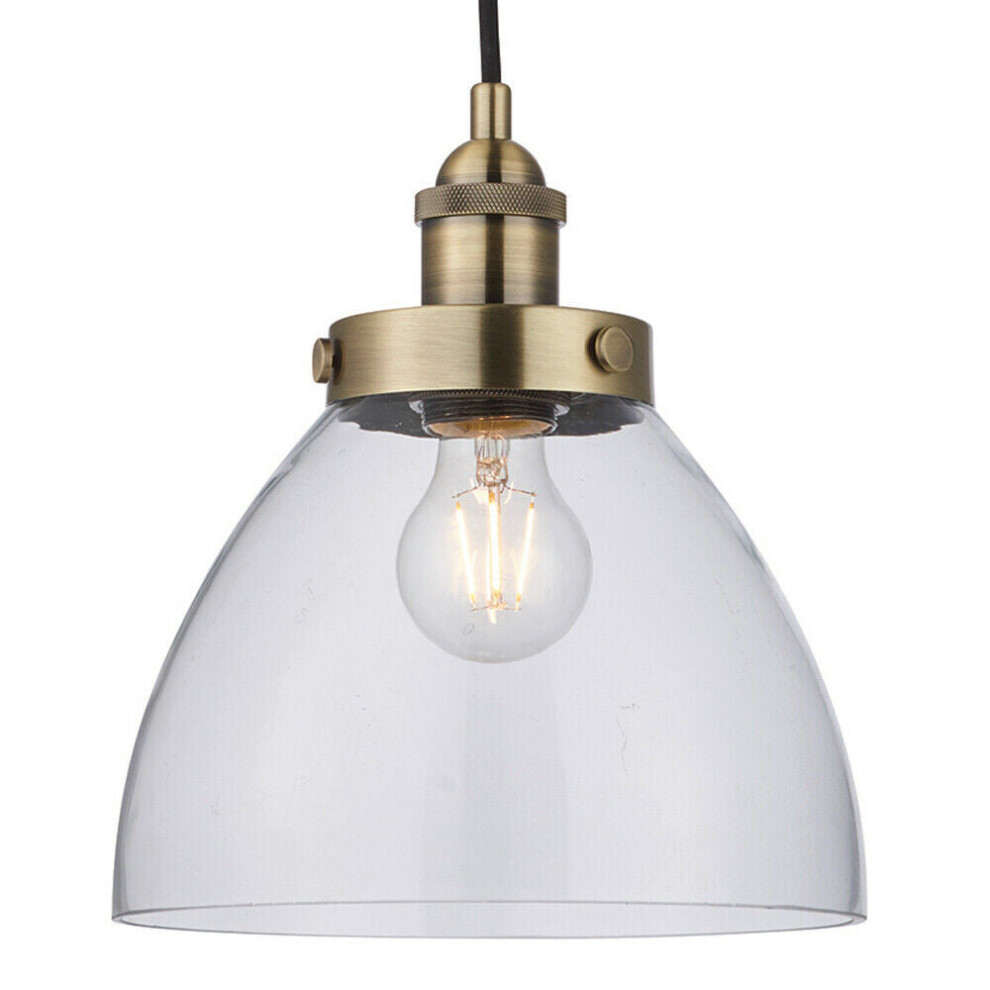 Loops Hanging Ceiling Pendant Antique Brass & Glass Shade Industrial Lamp Bulb Light
