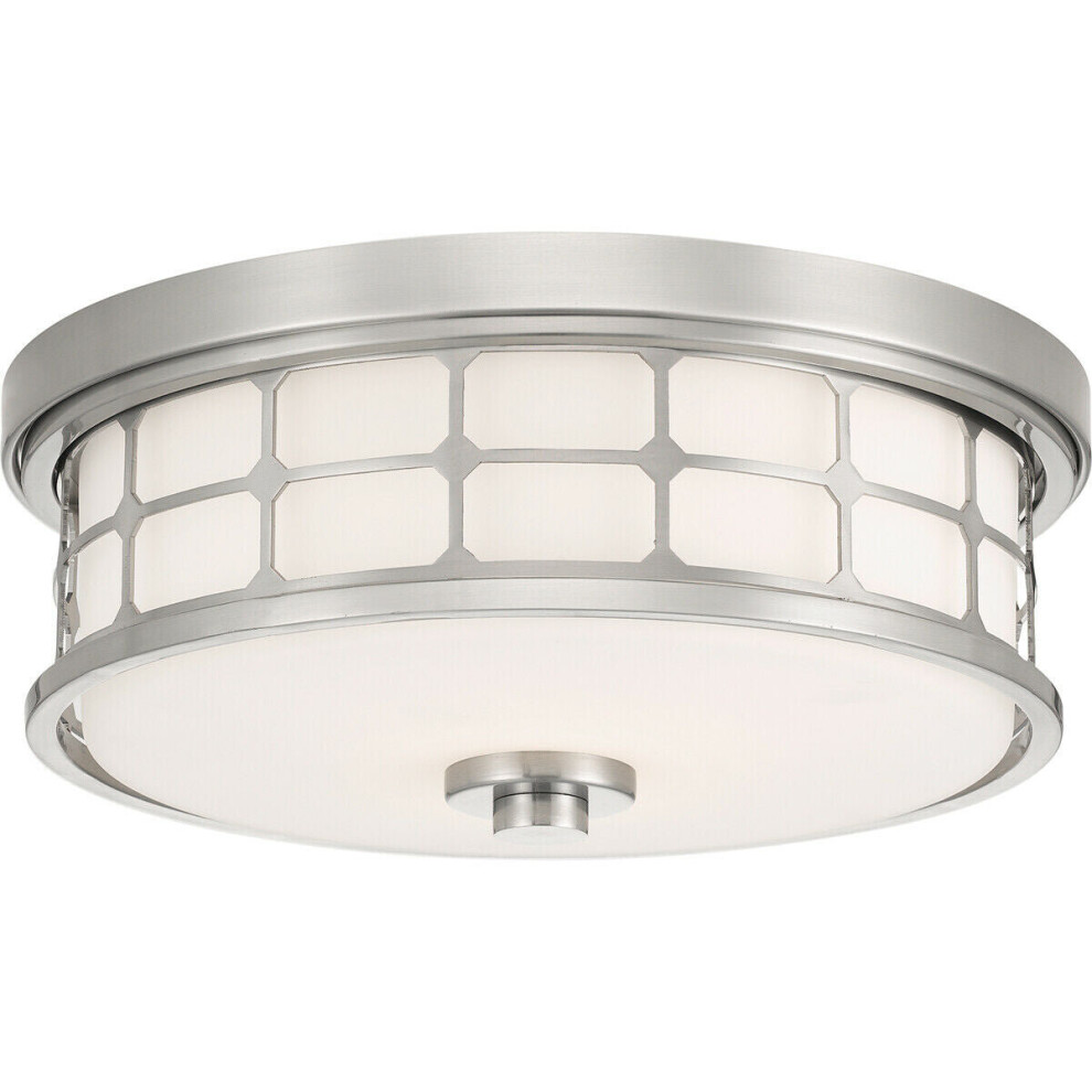 Loops 2 Bulb Flush Light Low Ceiling Brushed Nickel Led E27 60W Bulb