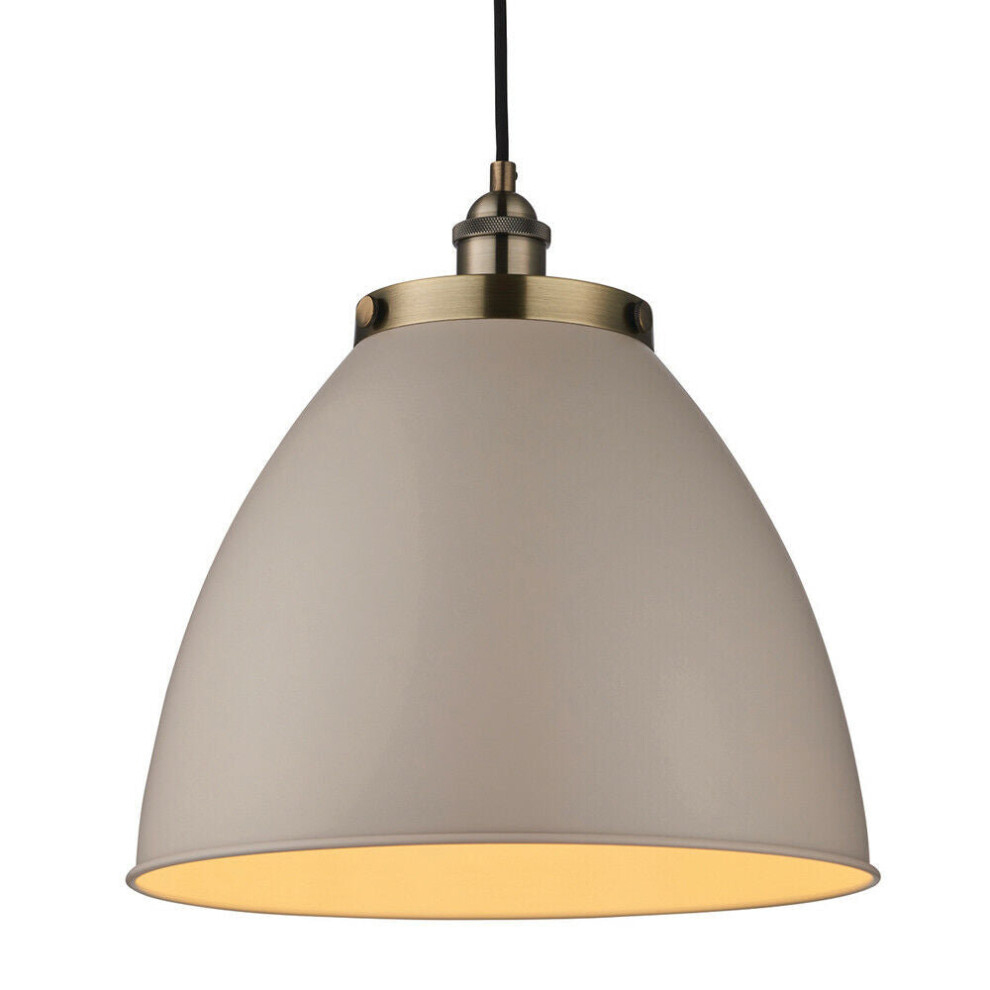 Hanging Ceiling Pendant Light GREY & ANTIQUE BRASS Industrial Lamp Bulb Holder