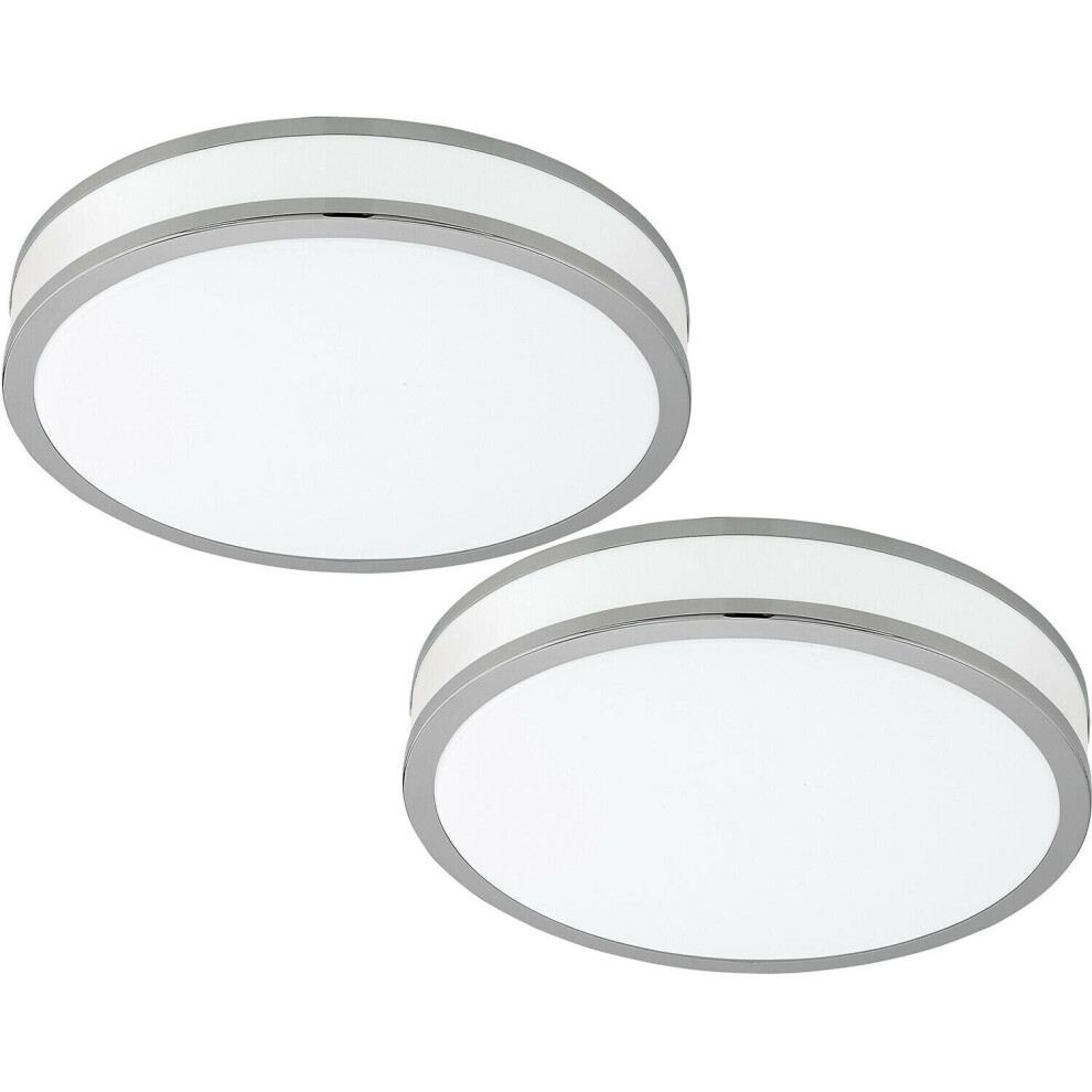 Loops 2 Pack Wall Flush Ceiling Light Colour White Shade White Chrome Plastic Led 18W