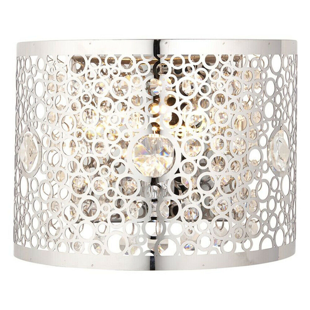 Modern Indoor Wall Light Chrome Bubble Circle & K5 Crystal Shade Bedside Lamp