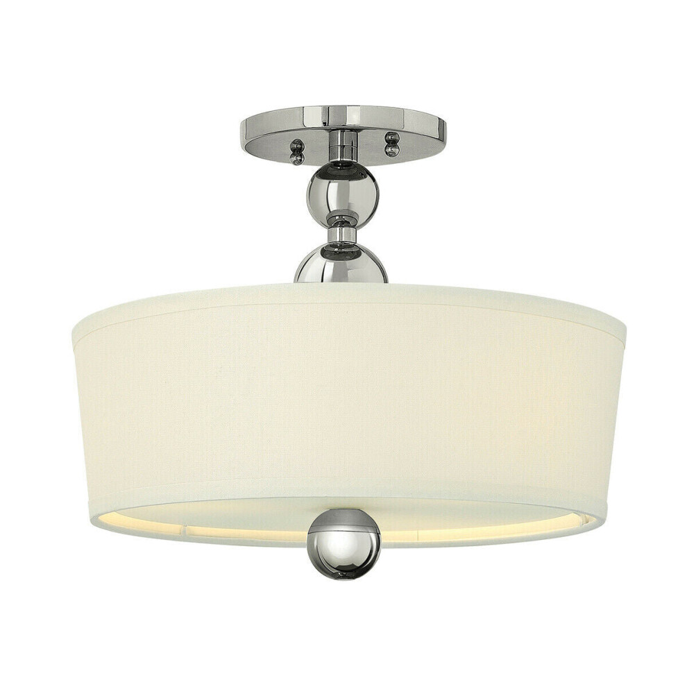 Loops 3 Bulb Semi Flush Highly Polished Nickel Finish Led E27 60W Bulb Light