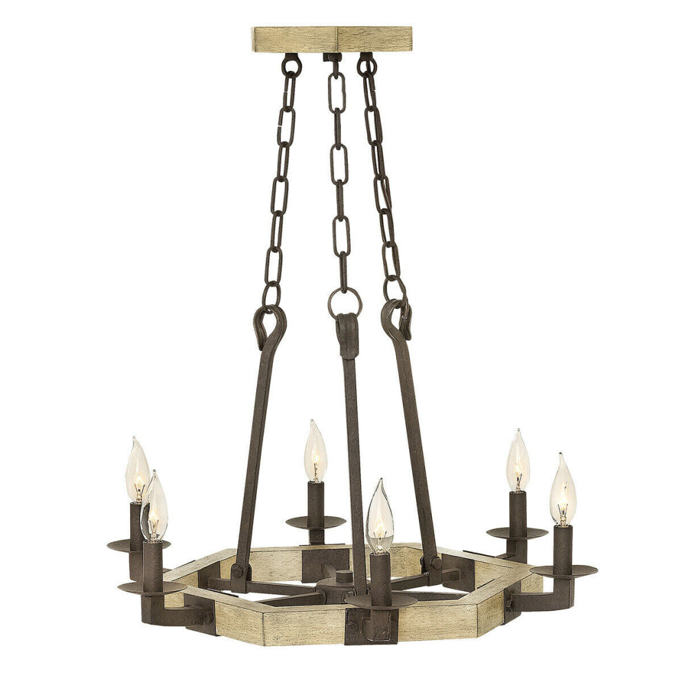 Loops 6 Bulb Chandelier Hanging Pendant Light Iron Rust Led E14 60W Bulb