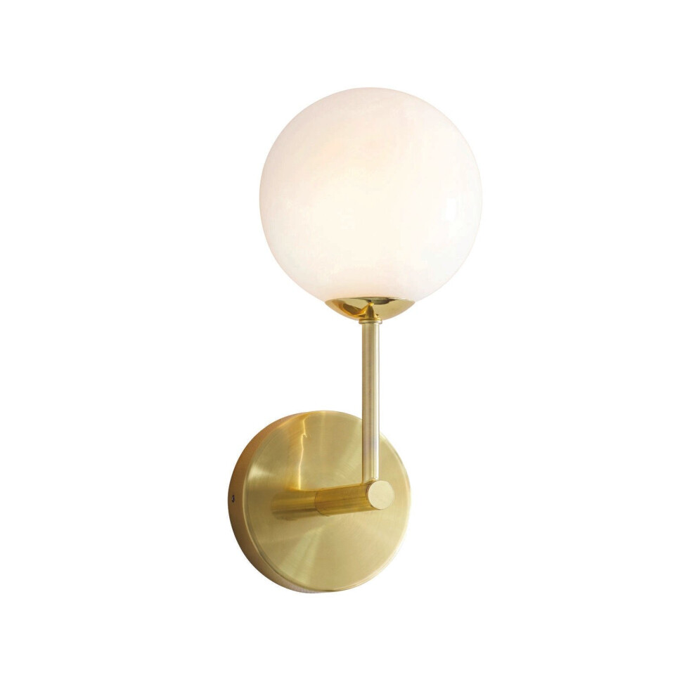 Loops Wall Satin Brass Plate & Opal Glass 3W Led G9 Dimmable Living Room Light