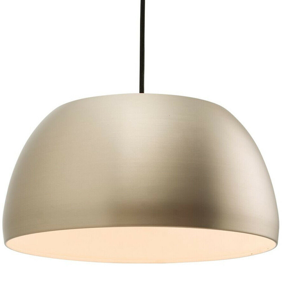 Hanging Ceiling Pendant Light MATT NICKEL Round Metal Lamp Shade Bulb Holder